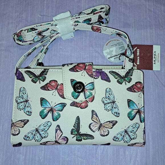 Womens Mundi RFID Blocking Butterfly Wallet Crossbody Purse - Picture 3 of 6